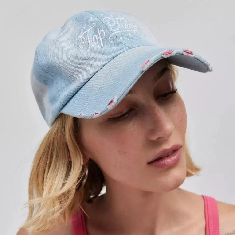 NWT Urban Outfitters Top Tier Distressed Denim Baseball Hat